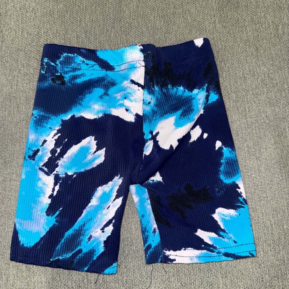 Vibrant Blue and White Tie-Dye Shorts
